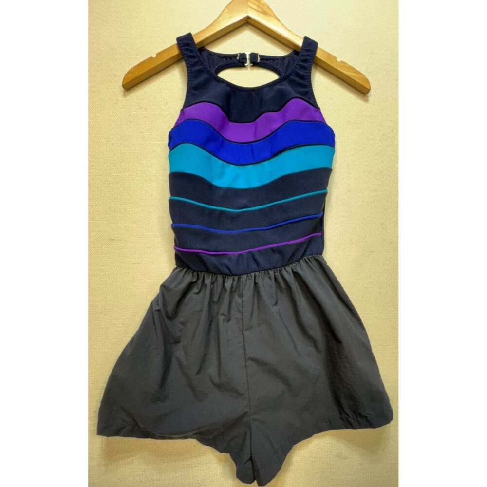 Vintage Gabar Womens One Piece Swimwear Suit Stretch Size 8 Multicolor Stripe